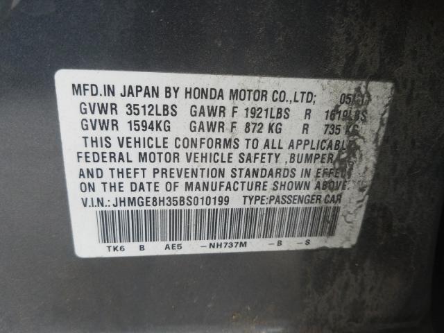 Photo 9 VIN: JHMGE8H35BS010199 - HONDA FIT 