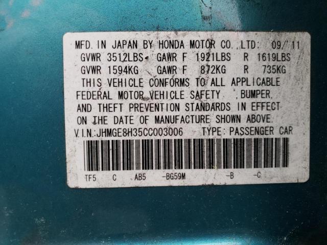 Photo 11 VIN: JHMGE8H35CC003006 - HONDA FIT 