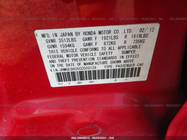 Photo 8 VIN: JHMGE8H35CC020128 - HONDA FIT 