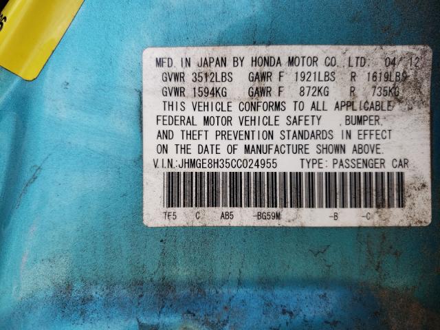 Photo 9 VIN: JHMGE8H35CC024955 - HONDA FIT 