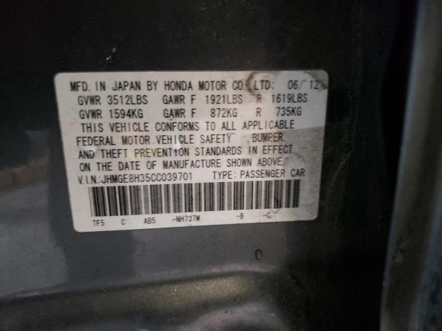 Photo 12 VIN: JHMGE8H35CC039701 - HONDA FIT 