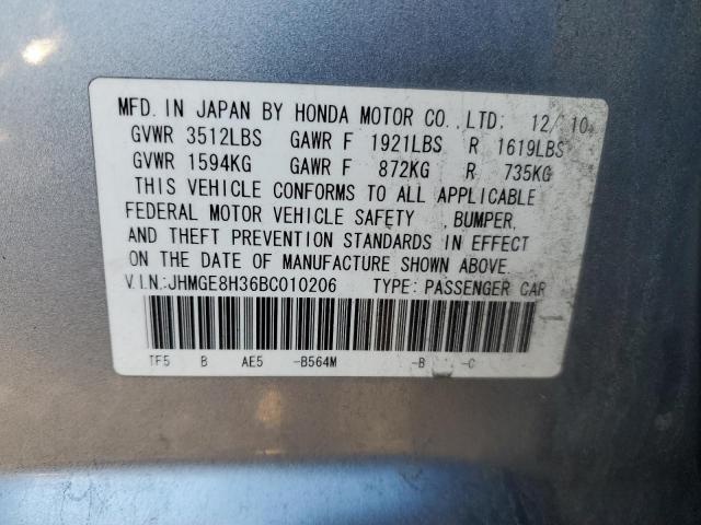 Photo 11 VIN: JHMGE8H36BC010206 - HONDA FIT 