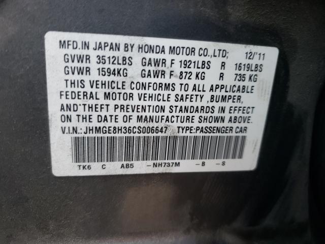 Photo 9 VIN: JHMGE8H36CS006647 - HONDA FIT 