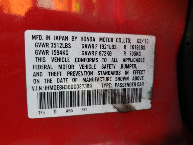 Photo 9 VIN: JHMGE8H36DC037389 - HONDA FIT 