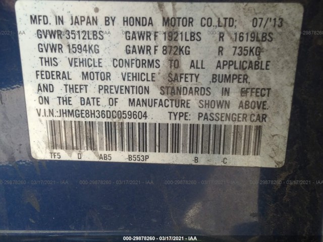 Photo 8 VIN: JHMGE8H36DC059604 - HONDA FIT 