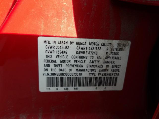 Photo 9 VIN: JHMGE8H36DC073518 - HONDA FIT 