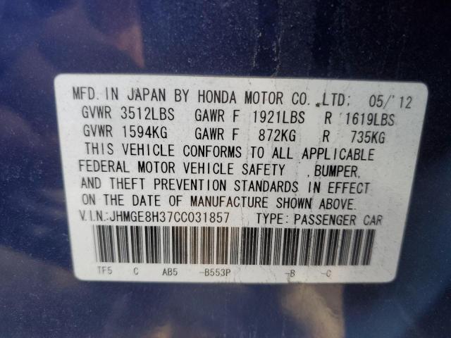 Photo 11 VIN: JHMGE8H37CC031857 - HONDA FIT 