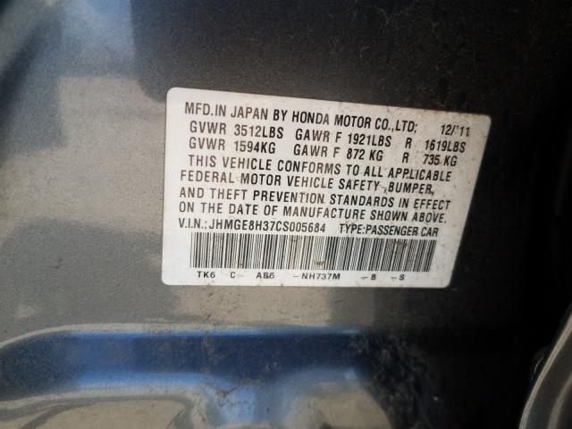 Photo 9 VIN: JHMGE8H37CS005684 - HONDA FIT 