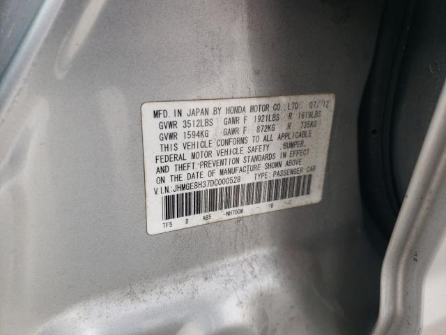 Photo 9 VIN: JHMGE8H37DC000528 - HONDA FIT 