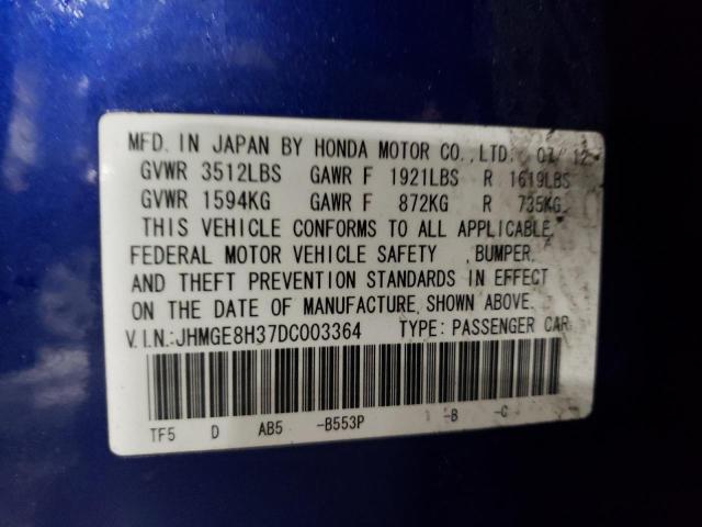 Photo 12 VIN: JHMGE8H37DC003364 - HONDA FIT 