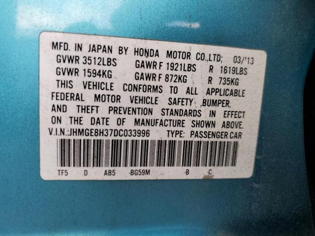 Photo 11 VIN: JHMGE8H37DC033996 - HONDA FIT 