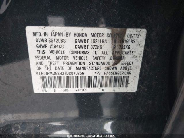 Photo 8 VIN: JHMGE8H37DC070756 - HONDA FIT 