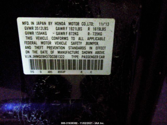 Photo 8 VIN: JHMGE8H37DC081322 - HONDA FIT 