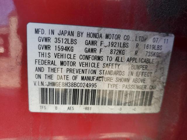 Photo 11 VIN: JHMGE8H38BC024995 - HONDA FIT 