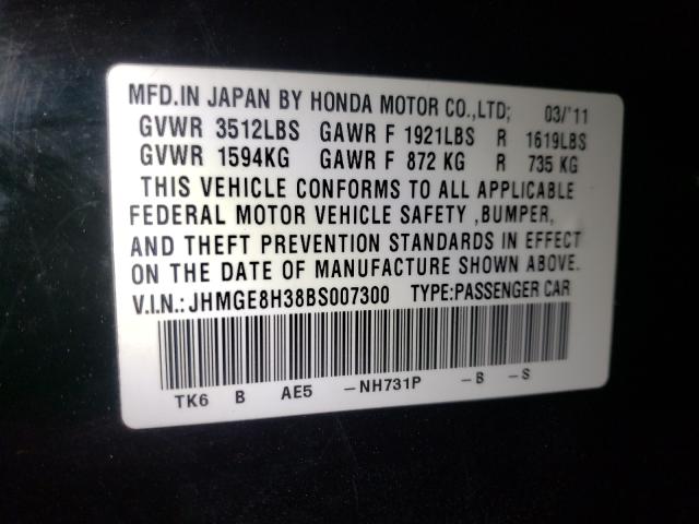 Photo 9 VIN: JHMGE8H38BS007300 - HONDA FIT 