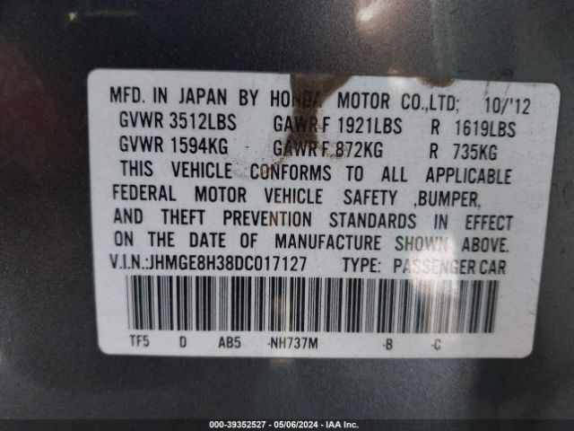 Photo 8 VIN: JHMGE8H38DC017127 - HONDA FIT 