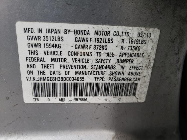 Photo 9 VIN: JHMGE8H38DC034655 - HONDA FIT 