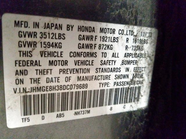 Photo 9 VIN: JHMGE8H38DC079689 - HONDA FIT 