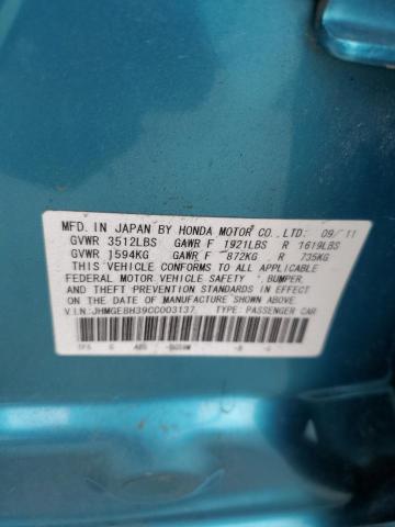 Photo 11 VIN: JHMGE8H39CC003137 - HONDA FIT 