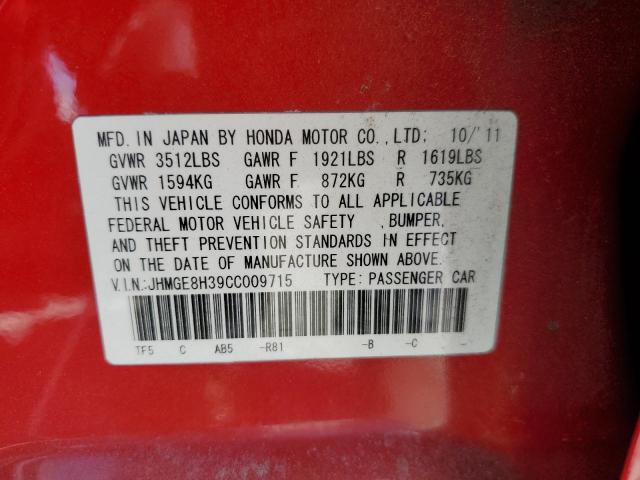 Photo 11 VIN: JHMGE8H39CC009715 - HONDA FIT 