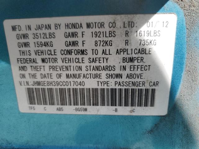 Photo 11 VIN: JHMGE8H39CC017040 - HONDA FIT 