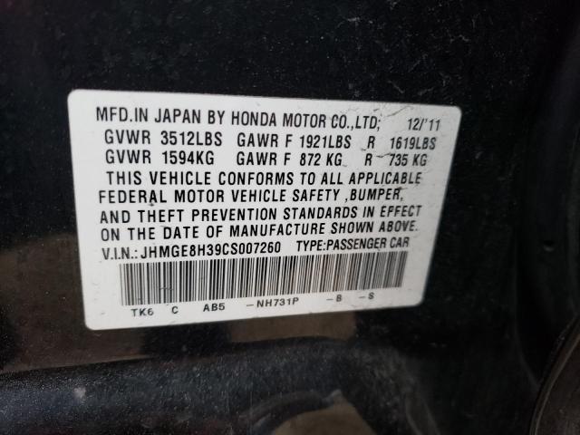 Photo 11 VIN: JHMGE8H39CS007260 - HONDA FIT 