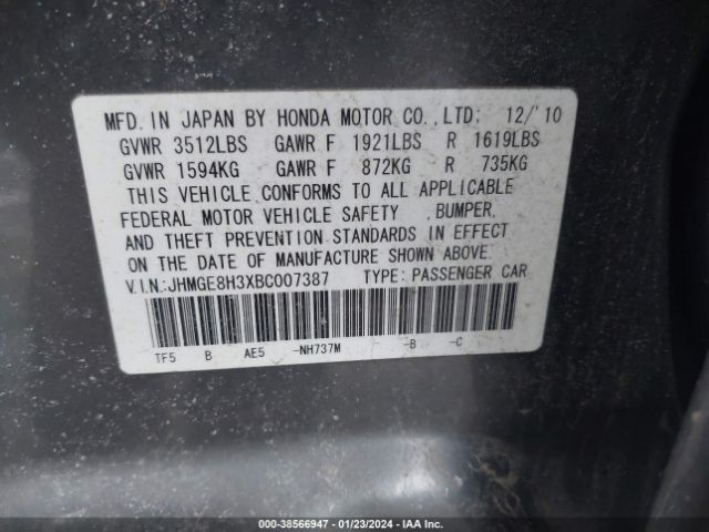 Photo 8 VIN: JHMGE8H3XBC007387 - HONDA FIT 