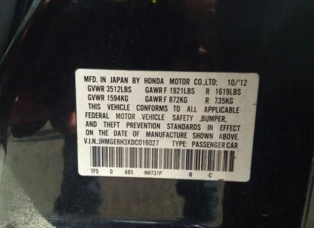 Photo 8 VIN: JHMGE8H3XDC016027 - HONDA FIT 