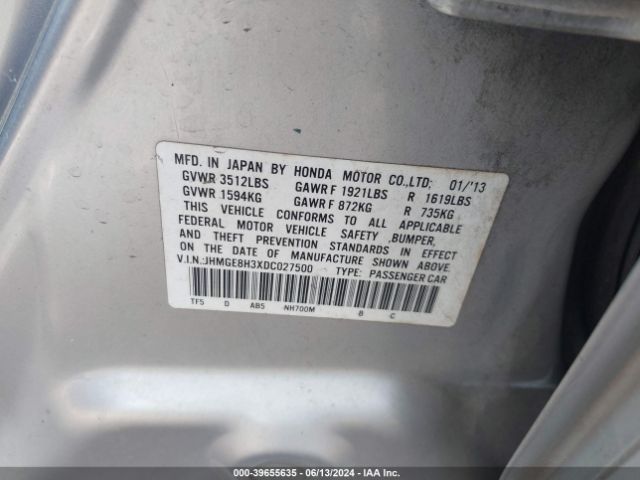 Photo 8 VIN: JHMGE8H3XDC027500 - HONDA FIT 