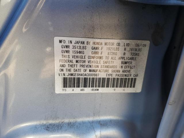 Photo 11 VIN: JHMGE8H40AC000987 - HONDA FIT 