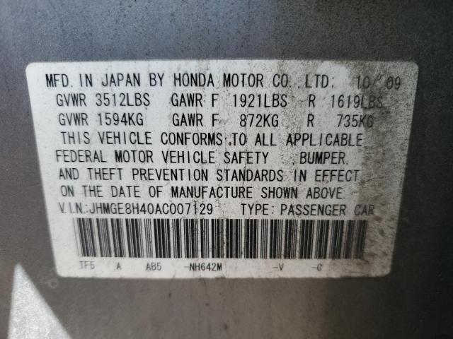 Photo 11 VIN: JHMGE8H40AC007129 - HONDA FIT 