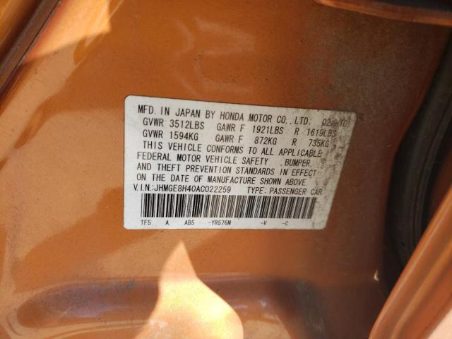 Photo 11 VIN: JHMGE8H40AC022259 - HONDA FIT 