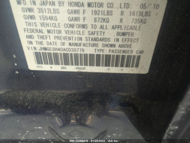 Photo 8 VIN: JHMGE8H40AC030779 - HONDA FIT 