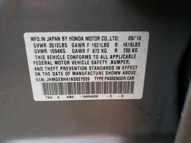 Photo 9 VIN: JHMGE8H41AS027539 - HONDA FIT SPORT 