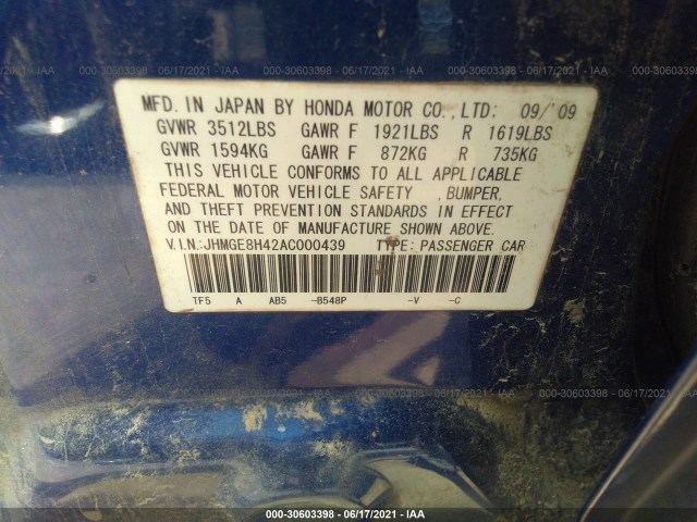 Photo 8 VIN: JHMGE8H42AC000439 - HONDA FIT 