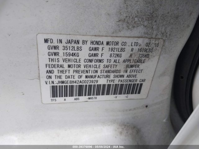 Photo 8 VIN: JHMGE8H42AC023929 - HONDA FIT 