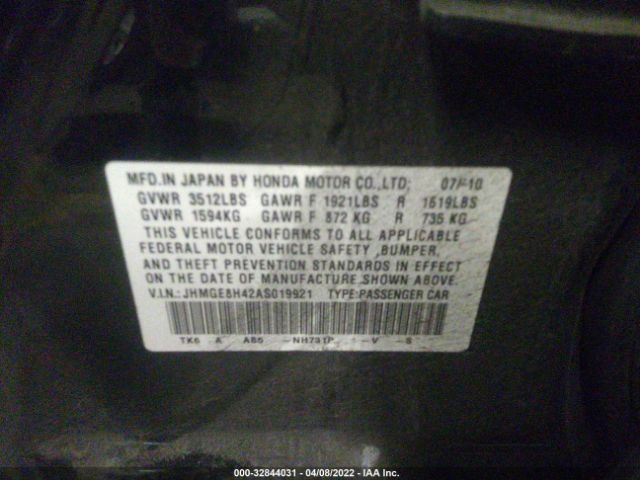 Photo 8 VIN: JHMGE8H42AS019921 - HONDA FIT 