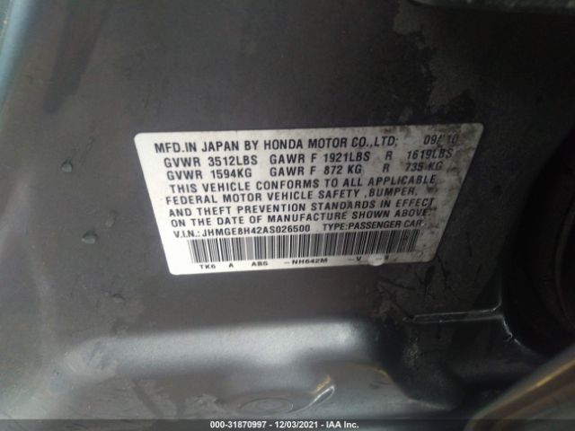 Photo 8 VIN: JHMGE8H42AS026500 - HONDA FIT 