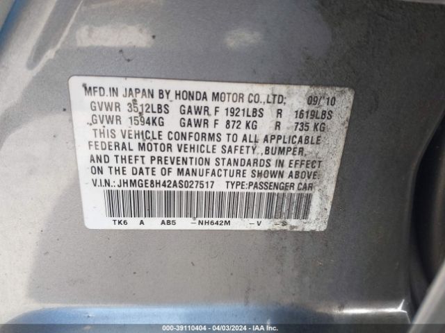 Photo 8 VIN: JHMGE8H42AS027517 - HONDA FIT 