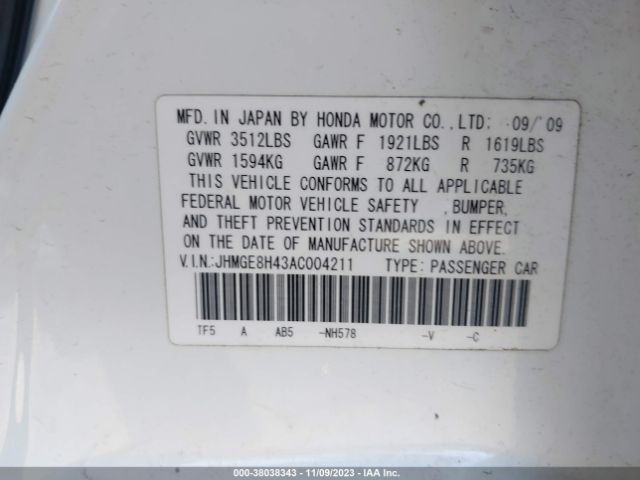 Photo 8 VIN: JHMGE8H43AC004211 - HONDA FIT 