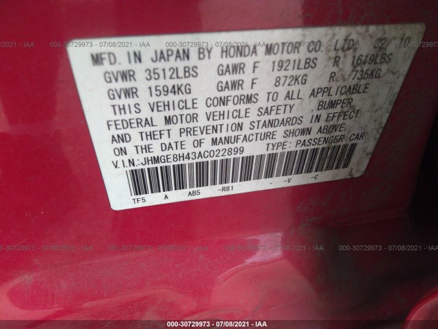 Photo 8 VIN: JHMGE8H43AC022899 - HONDA FIT 