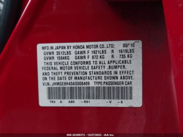 Photo 8 VIN: JHMGE8H43AS008409 - HONDA FIT 