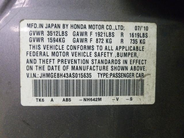 Photo 9 VIN: JHMGE8H43AS015635 - HONDA FIT 