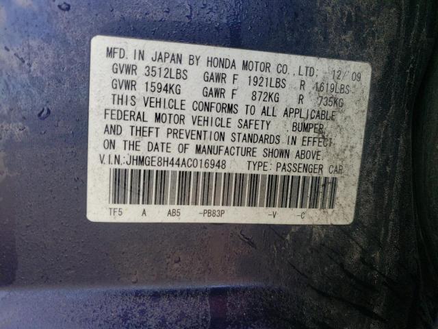 Photo 11 VIN: JHMGE8H44AC016948 - HONDA FIT 