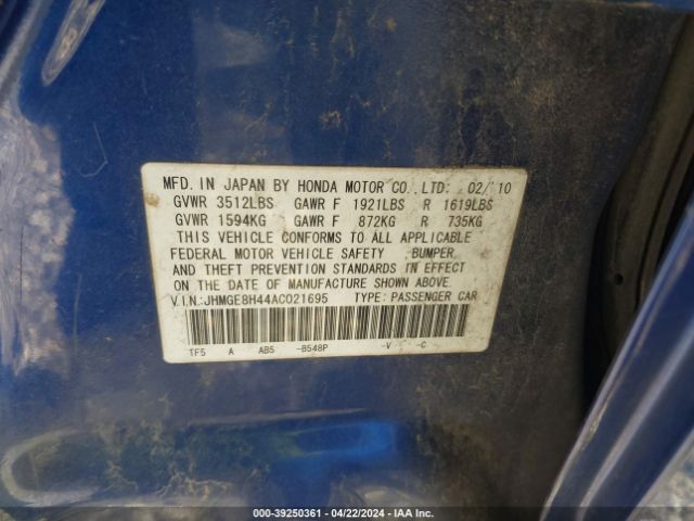 Photo 8 VIN: JHMGE8H44AC021695 - HONDA FIT 