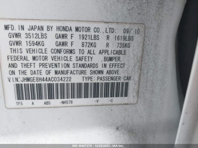 Photo 8 VIN: JHMGE8H44AC034222 - HONDA FIT 