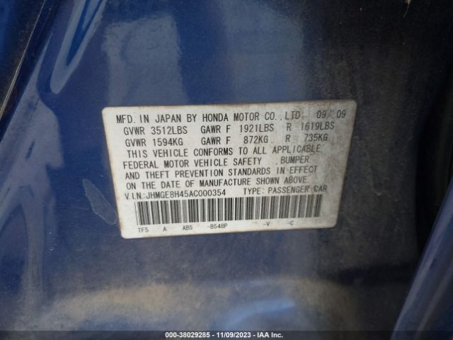 Photo 8 VIN: JHMGE8H45AC000354 - HONDA FIT 