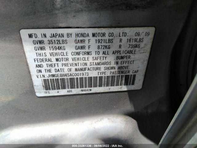 Photo 8 VIN: JHMGE8H45AC001973 - HONDA FIT 