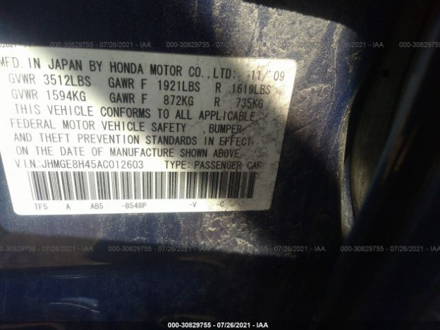 Photo 8 VIN: JHMGE8H45AC012603 - HONDA FIT 