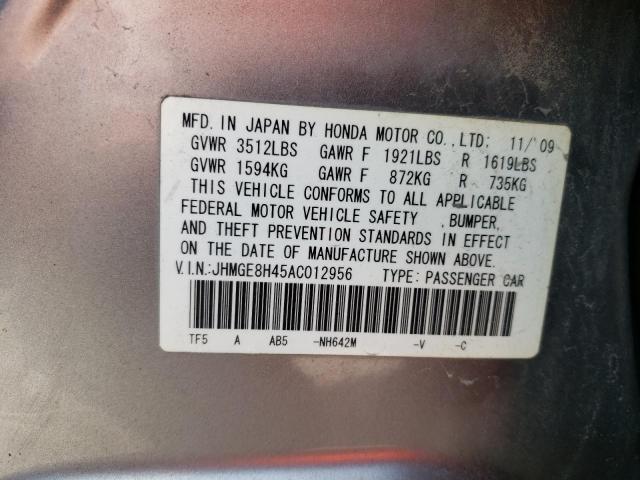 Photo 9 VIN: JHMGE8H45AC012956 - HONDA FIT SPORT 